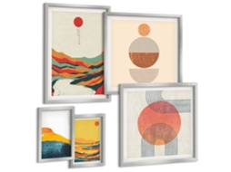 Quadros Decorativos Para Parede Limões Em Um Vaso, Plantas Moldura Prateada Quadros Para A Sala De Estar Espelharte (conjunto De 5 Imagens)