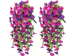 Conjunto de 2 Flores Artificiais Pendentes Resistentes a Uv, Lírios de um dia de 75 Cm, com Aspecto Natural, para Jardim e Interiores AQUAFORGE