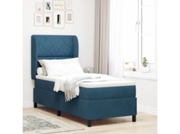 Vidaxl Cama Box Com Cabeceira Manual Azul Escuro 200 X 80 Cm Veludo