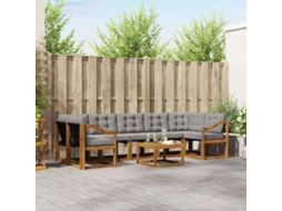 Vidaxl Conjunto De Sofás Para Exterior 8 Unid. Cinza Natural E Claro
