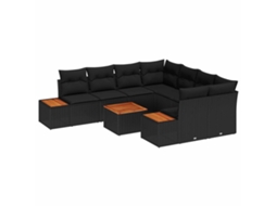 Vidaxl Conjunto De Sofá De Jardim 9 Unid. Preto Rattan Sintético