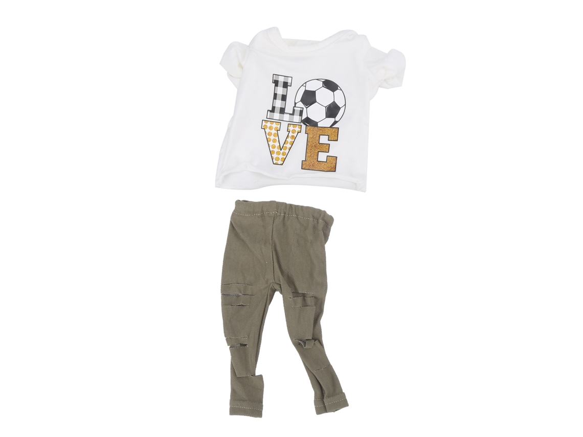 Conjunto De Roupas Para Boneca 18 Polegadas Camisa Manga Curta E Calças Qd18‑050