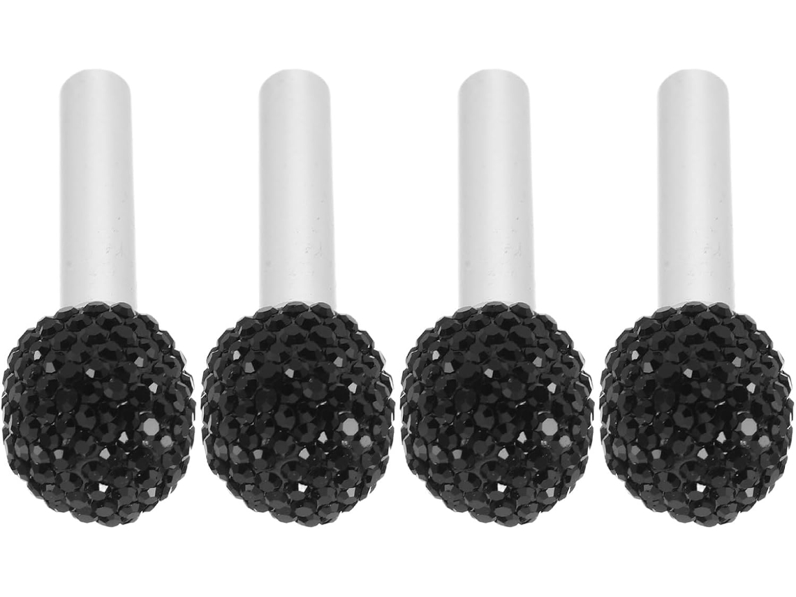 Conjunto De 4 Pinos Puxar Universais Em Liga Zinco Com Strass Pretos Para Fechaduras Portas Carro.