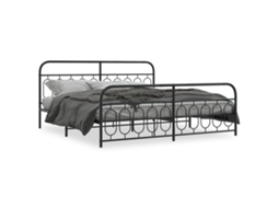 Bed Frame, Bed Frames Vidaxl Preto Metal (200 X 200 Cm)