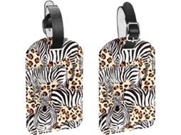 Conjunto De 2 Etiquetas Bagagem Em Imitação Couro Com Estampa Leopardo