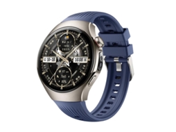 Bracelete Para Huawei Watch 5 (46mm) - Silicone Vertical - Fivela De Aço Prate Azul Cru