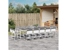 Vidaxl 15 Pcs Conj. De Jantar P/ Jardim C/ Almofadões Textilene Branco