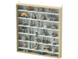 Vitrine De Parede Com 6 Prateleiras Ajustáveis E 2 Portas Deslizantes, 80x9,5x83cm, Coleções