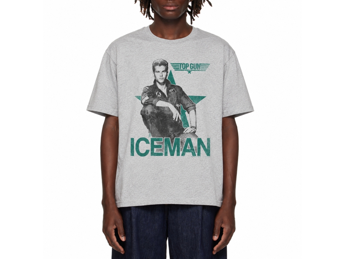 Rockinstone Top Gun Movie Iceman Heather Gray Adult T-shirt Size:s