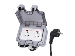 Tomada Dupla Externa Europeia À Prova D'água Ip66, 250v 16a BRILVIBERA
