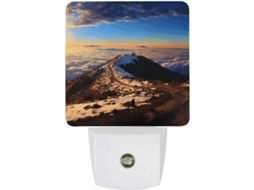Luminária Noturna Led Mauna Kea Summit Com Estampa De Pôr Do Sol, Sensor Crepuscular, Tomada De Parede, Luz Noturna