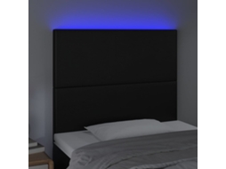 Cabecero con LED Piel Sintética 90x5x118/128cm Negro