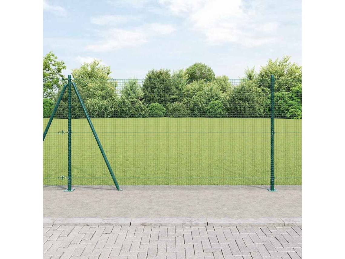 Vidaxl Cerca De Arame Soldado Com Base De Concreto 10 X 1,2 M Verde