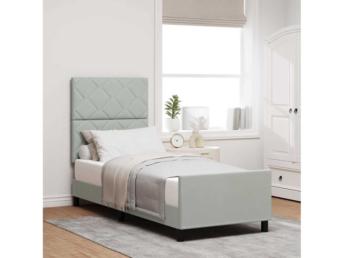 Vidaxl Cama Box Com Cabeceira Cinzento-claro 80 X 200 Cm Veludo