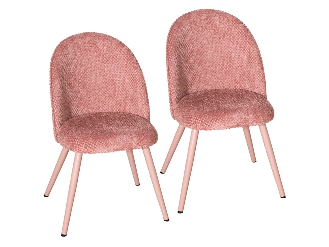 Conjunto De 2 Cadeiras De Jantar Em Veludo Com Assento Acolchoado E Pés De Metal,rosa.