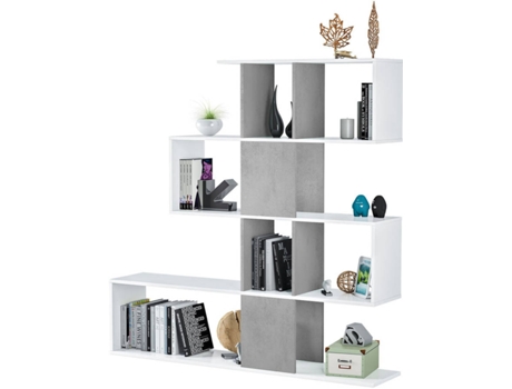Estantes FORES Zig Zag  (Branco Artik  - Cinzento Cimento - Melamina - 145 x 145 x 29 cm)