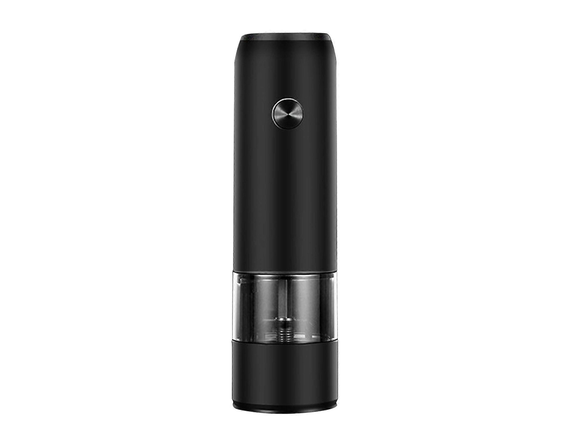 Moedor elétrico de sal e pimenta com LED, indicador de gravidade, 6 níveis de ajuste de moagem, carregamento tipo C, preto.