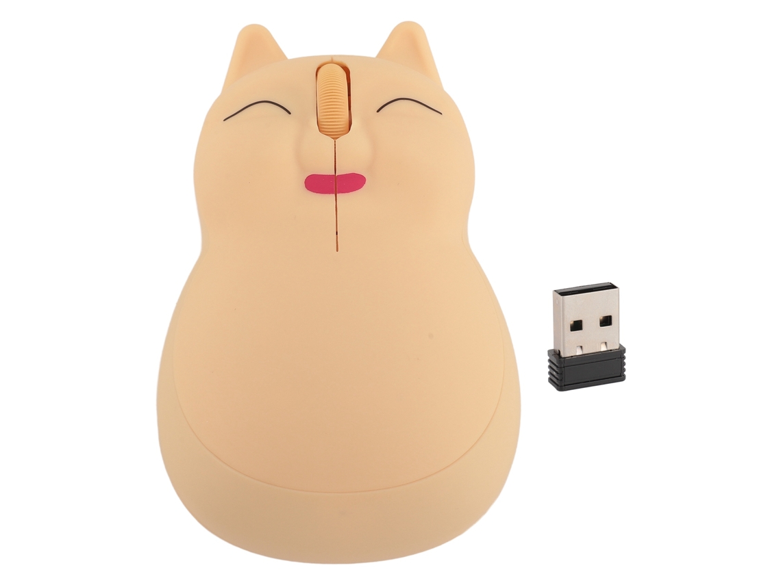 RATÓN CON FORMA DE GATO, USB 2.4 GHz, 1600 DPI, óptico, ergonómico, amarillo, S/MARCA