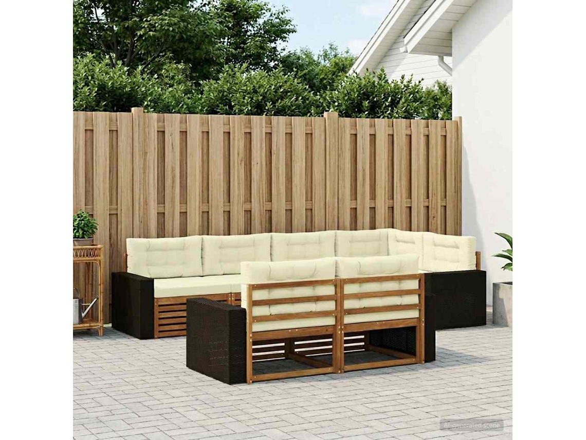 Vidaxl Conjunto De Sofás Para Exterior 7 Pcs Natural E Creme