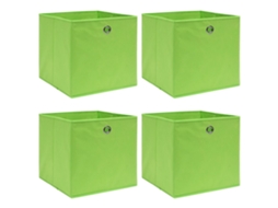 Vidaxl Caixas De Arrumação 4 Pcs 32x32x32 Cm Tecido Verde