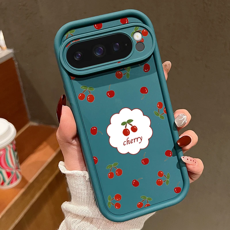 (azul) Capa Macia E Fofa De Cereja Para Google Pixel 7a, À Prova De Choque.