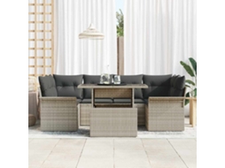 Vidaxl Conjunto De Sofá De Jardim Com Almofada 7 Pcs Cinzento-claro