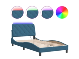 Estrutura de Cama com Led Sem Colchão Veludo Azul MAISON EXCLUSIVE (100x200 cm)