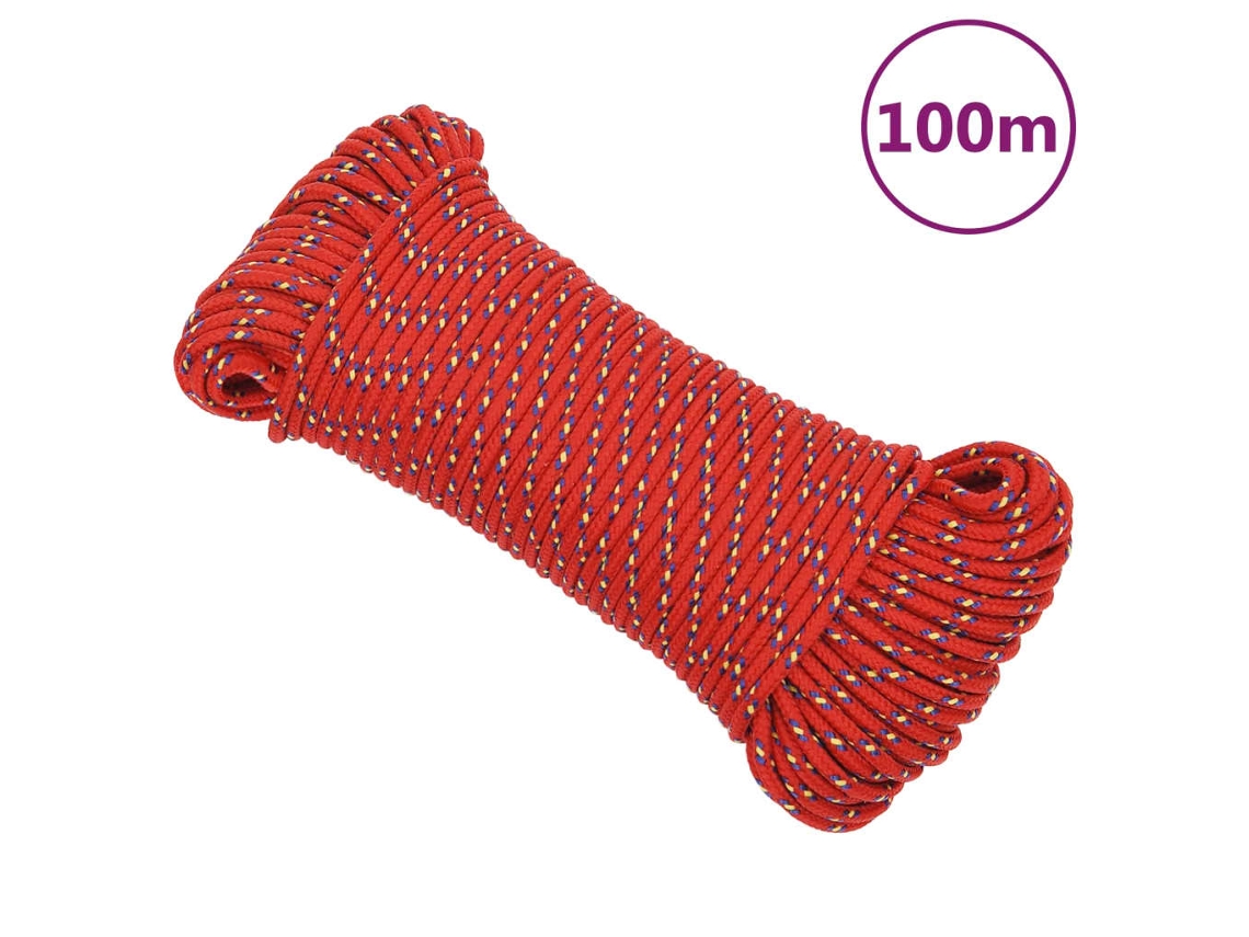 Vidaxl Corda De Barco 4 Mm 100 M Polipropileno Vermelho