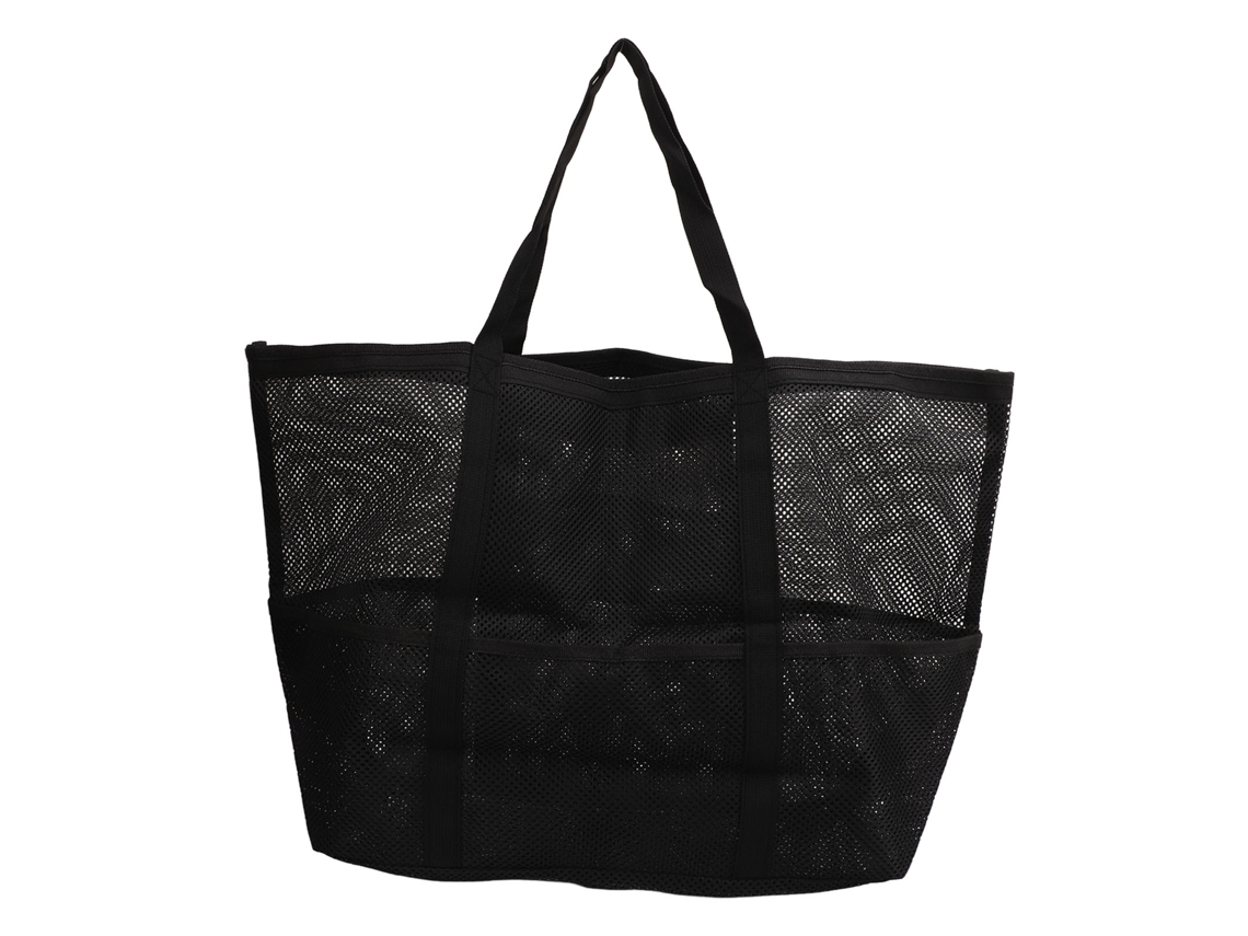 Bolsa de Praia AQUAFORGE dobrável em nylon mesh, preta, multifuncional para viagens e camping