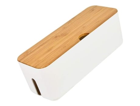 Caixa De Gestão De Cabos Tampa De Madeira Caixa De Armazenamento De Cabos Para Cobrir E Esconder Os Fios Do Computador, Branco Annefly