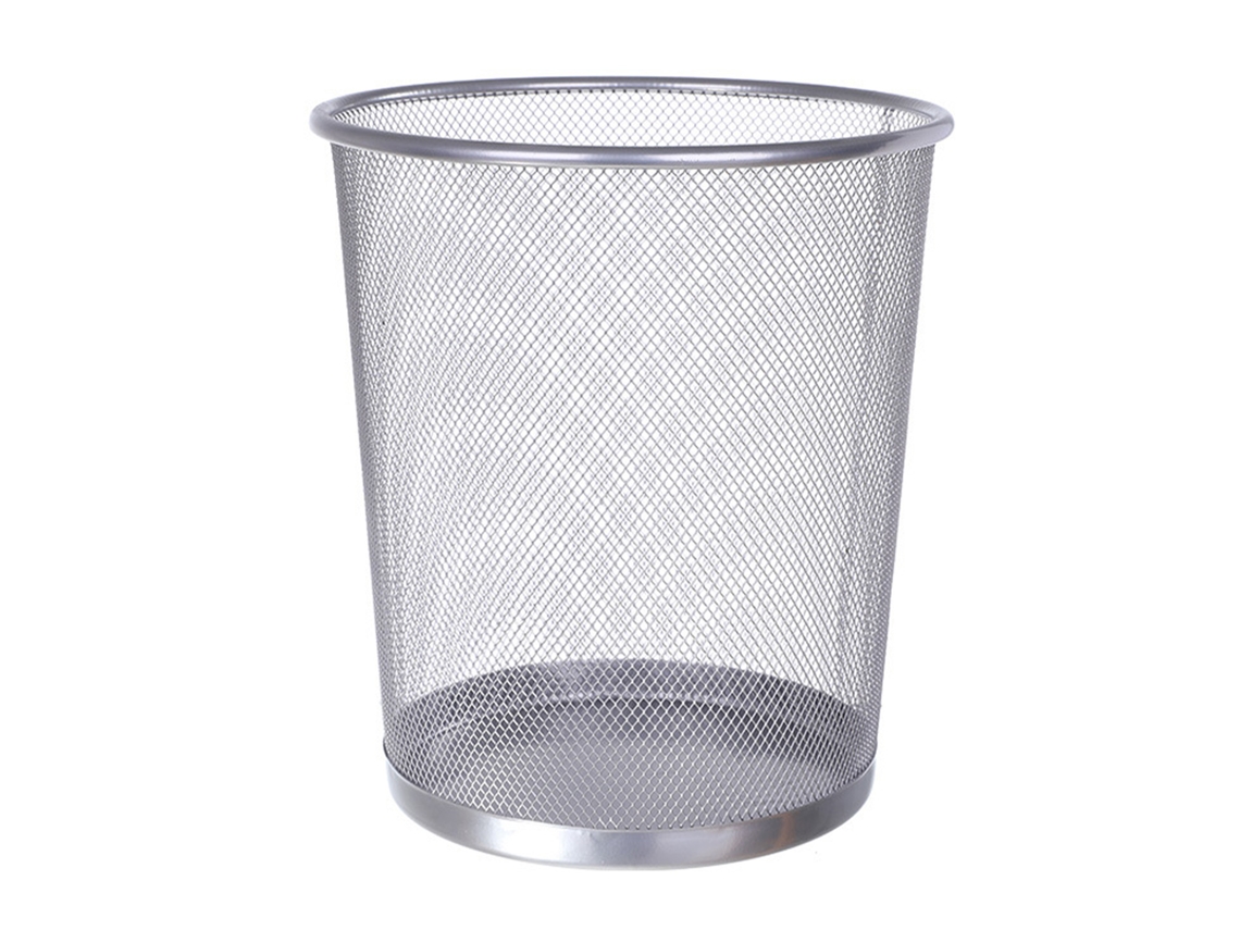 Baok-lixeira De Malha De Metal Redonda Aberta Para Resíduos Recipiente De Lixo Para Casa Cozinha Banheiro Escritório Quarto Cinza
