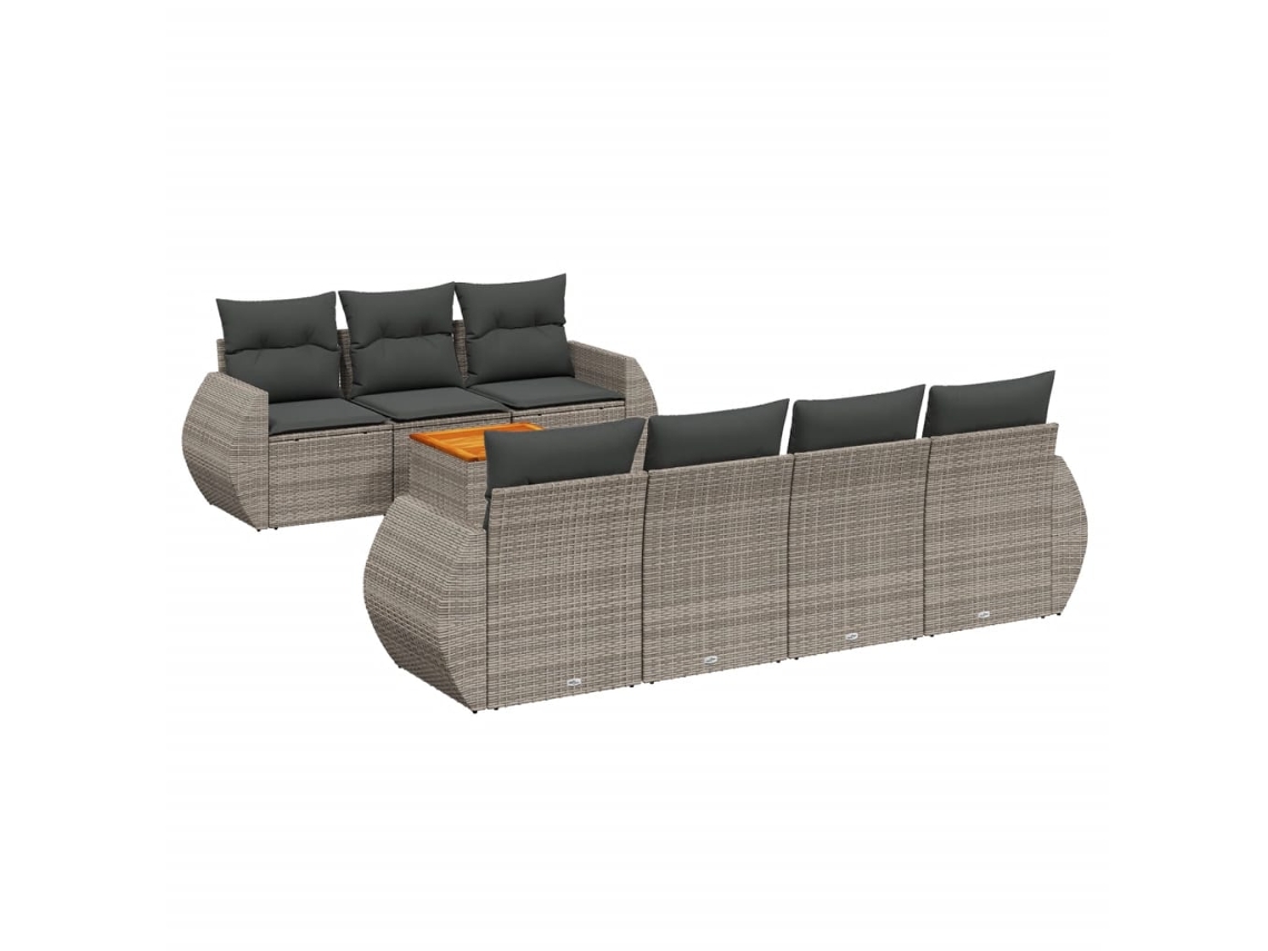 Conjunto de 8 Sofás de Jardim com Almofadões Vime Pe Cinzento MAISON EXCLUSIVE (8 pcs)