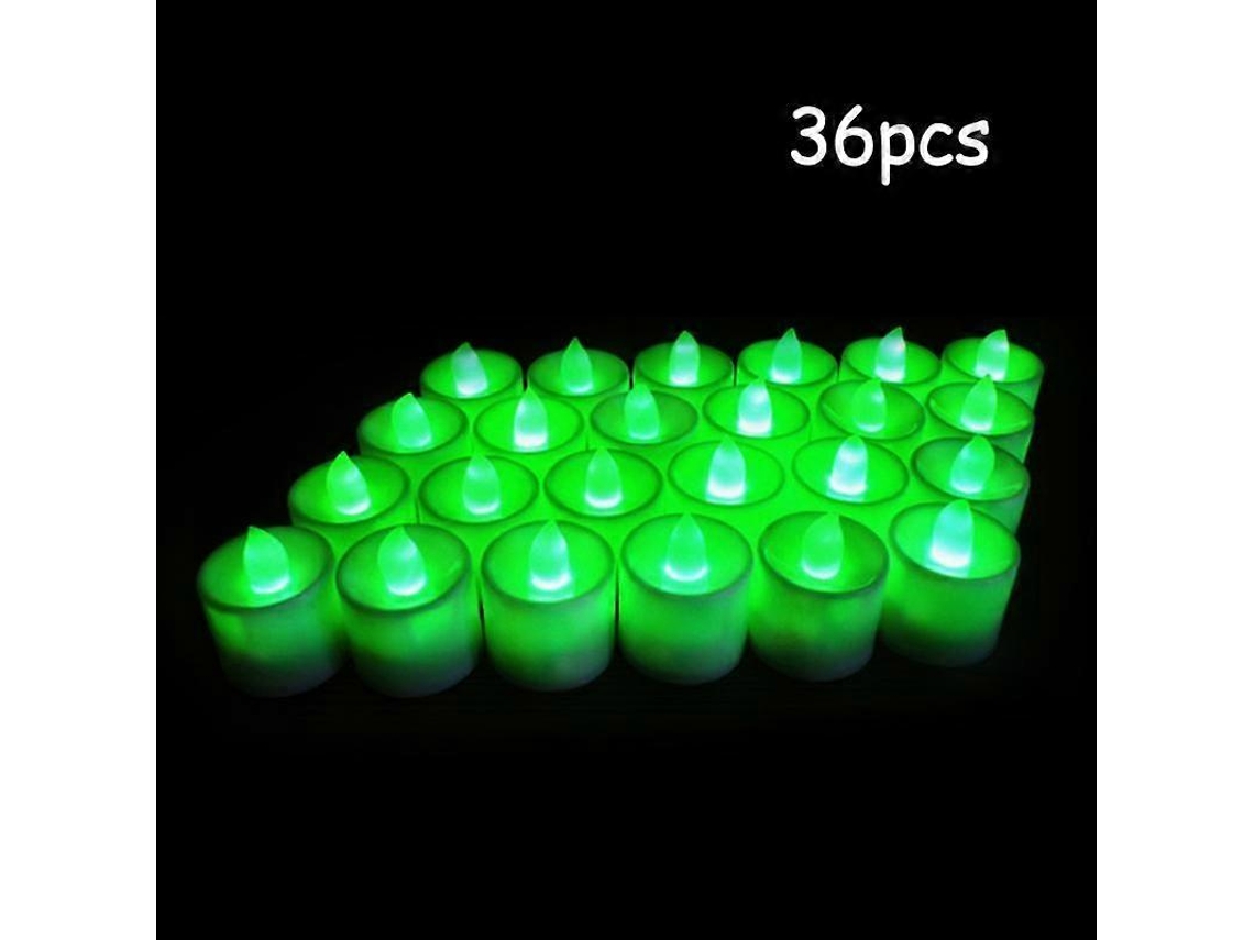 Rebe velas Electrónicas Led Sin Llama Plásticas Luz Amarilla para Exterior Fiesta Decoración 12/24/36/48 Piezas 36 Peças Verdes