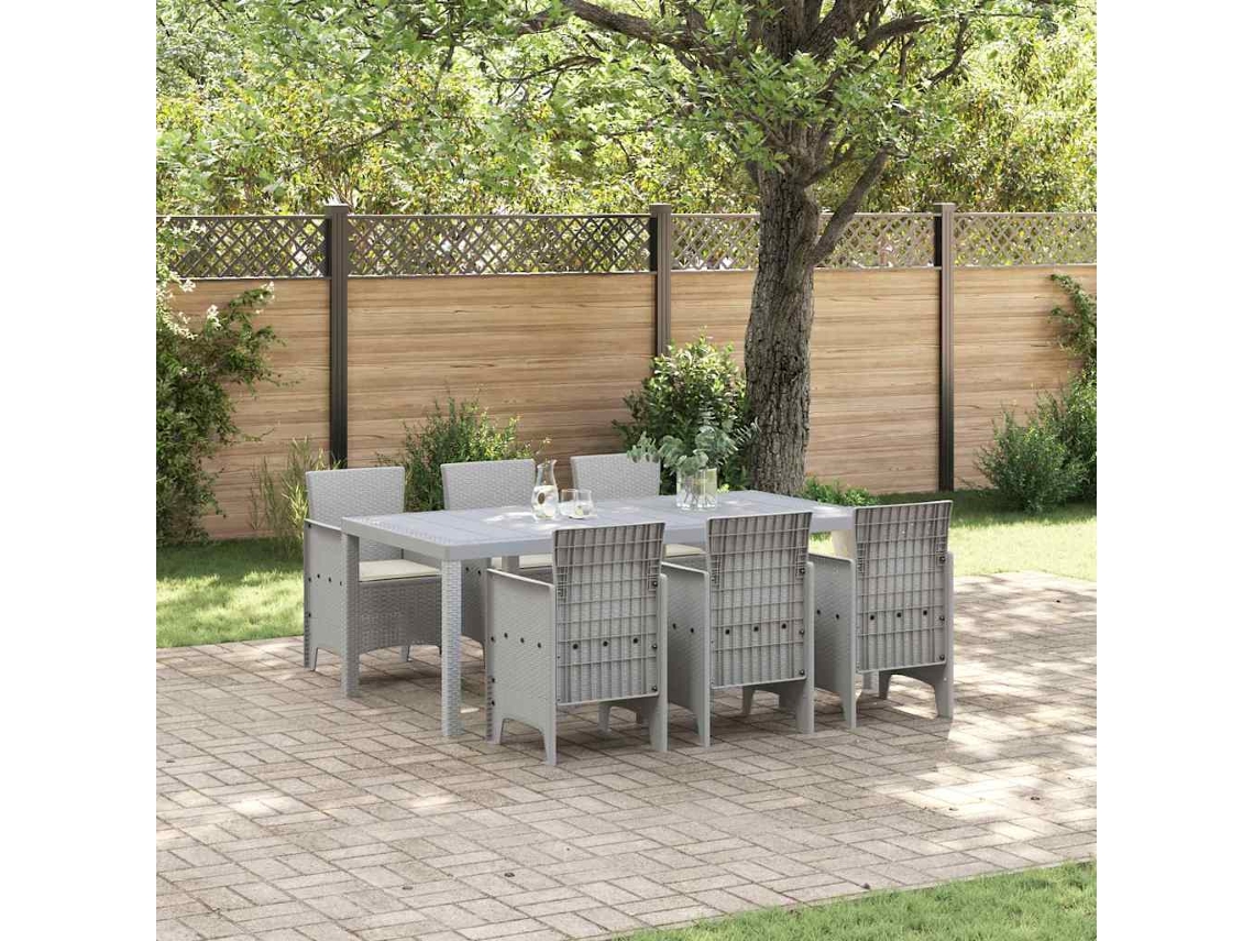 Vidaxl Conjunto De Jantar Para Jardim 7 Unid. Cinzento-claro
