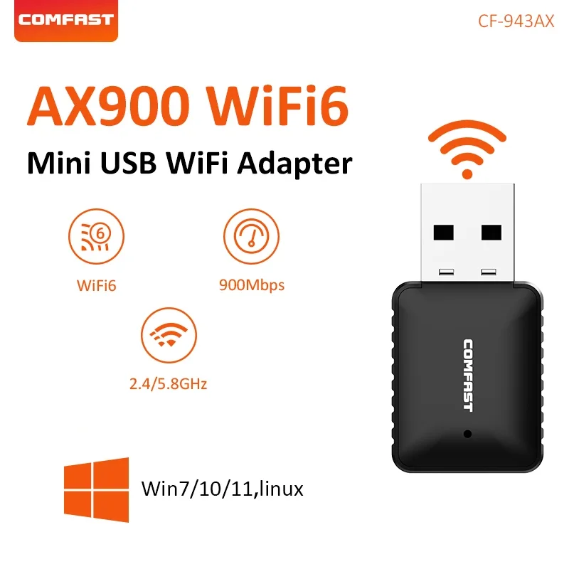 (ax600) Adaptador Wifi 6 De 900 Mbps, Placa De Rede Sem Fio Bluetooth