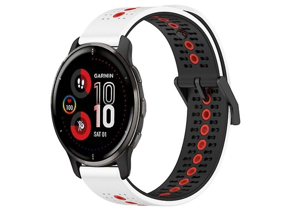 Pulseira Garmin Venu 2 Plus De 20 Mm, Silicone Respirável Tricolor, Branca, Preta, Vermelha.