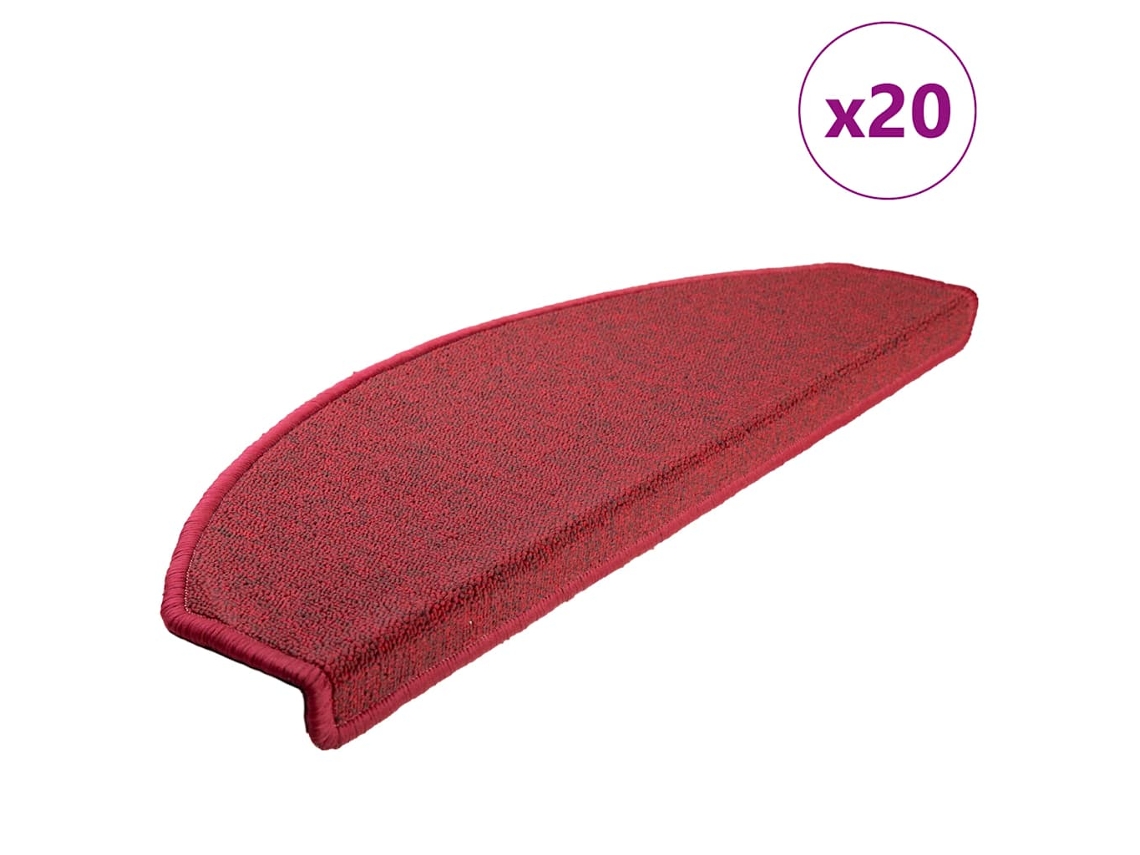 Vidaxl Tapetes De Escada 20 Peças 65x24x4 Cm Vermelhos Meio Redondo Grande