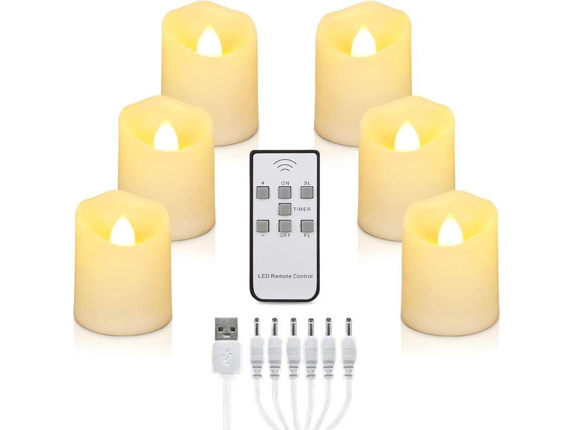 Vela Led Sem Chama Para Decoração De Natal Com Comando, Vermelho Elysve