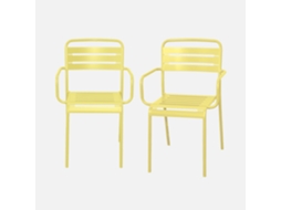 Cadeira De Jardim Bistrô Em Aço, Set De 2, Amarelo