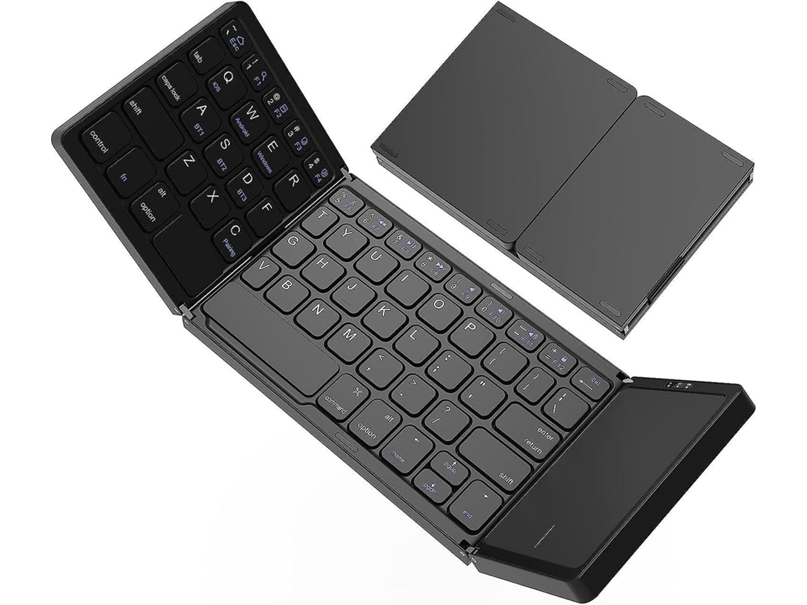 Foldable Keyboard, Portable Triple Fold Wireless Keyboard, Mouse With Sensitive Touchpad, Rechargeab Efdafss
