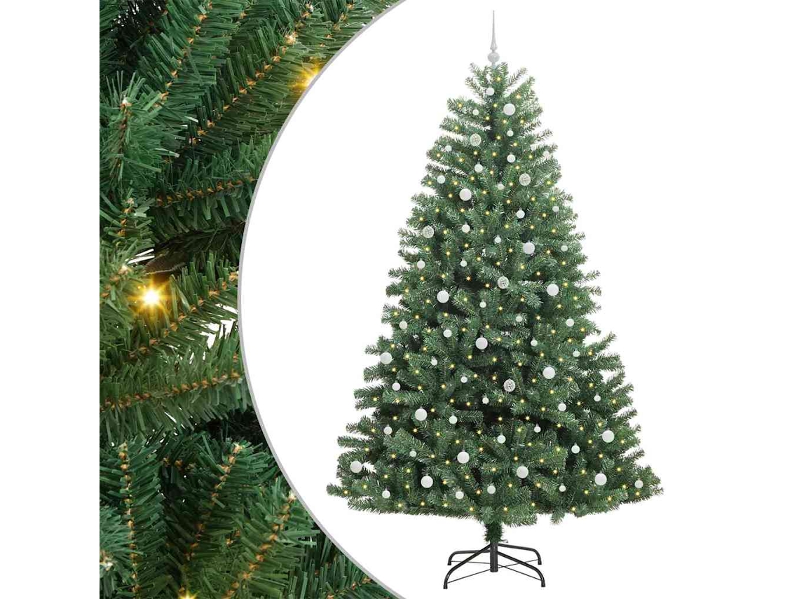 Árvore De Natal Artificiais Com Dobradiças E Suporte Vidaxl Verde Pvc (240 Cm)