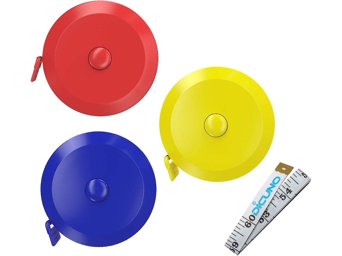 Kit Com 3 Fitas Métricas Retráteis E Macias De 1,5 M (60 Polegadas) Para Medição Corporal, Costura, Artesanato, Tecidos E Dietas