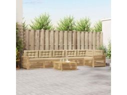 Vidaxl Conjunto De Sofás Para Exterior 7 Unid. Branco E Bege Poliéster