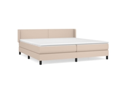 Cama com Molas e Colchão 200x200 cm Couro Artificial Cappuccino MAISON EXCLUSIVE