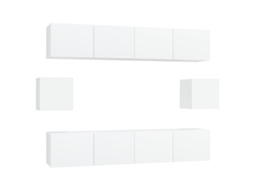 Conjunto TV Mover 6 Peças Madeira Processada Branco MAISON EXCLUSIVE