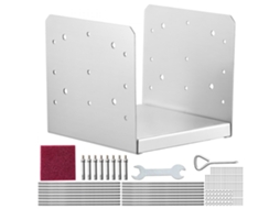 Conjunto De Suportes Ajustáveis Em Aço Inoxidável Para Postes De Betão 203x203mm Tekmaquinas