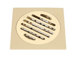 Ralo de Piso Quadrado em Latão para Chuveiro com Filtro Removível para Detector de Odores e Orifício de Drenagem. AQUAFORGE