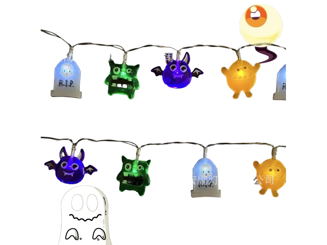 Laxiscreed Cordão De Luz De Halloween Com Abóboras Olhos, Aranhas E Caveiras, 3m Com 20 Leds Usb