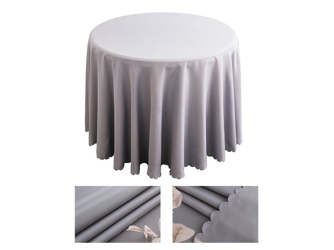 Esta Toalha De Mesa Redonda De Poliéster Cinza É Ideal Para Mesas De Centro, Mesas De Piquenique Ou Mesas De Jardim. Diâmetro 260 Cm.