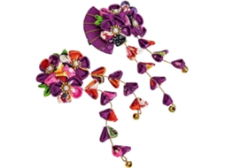 Presilhas de cabelo leves em tecido floral japonês para mulheres e homens.